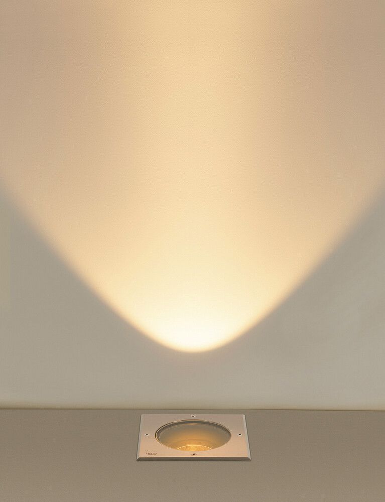 EB-LED-Bodenleuchte SLV DASAR L IP65 19W 1950lm 840 DALI 200×200 Edelstahl