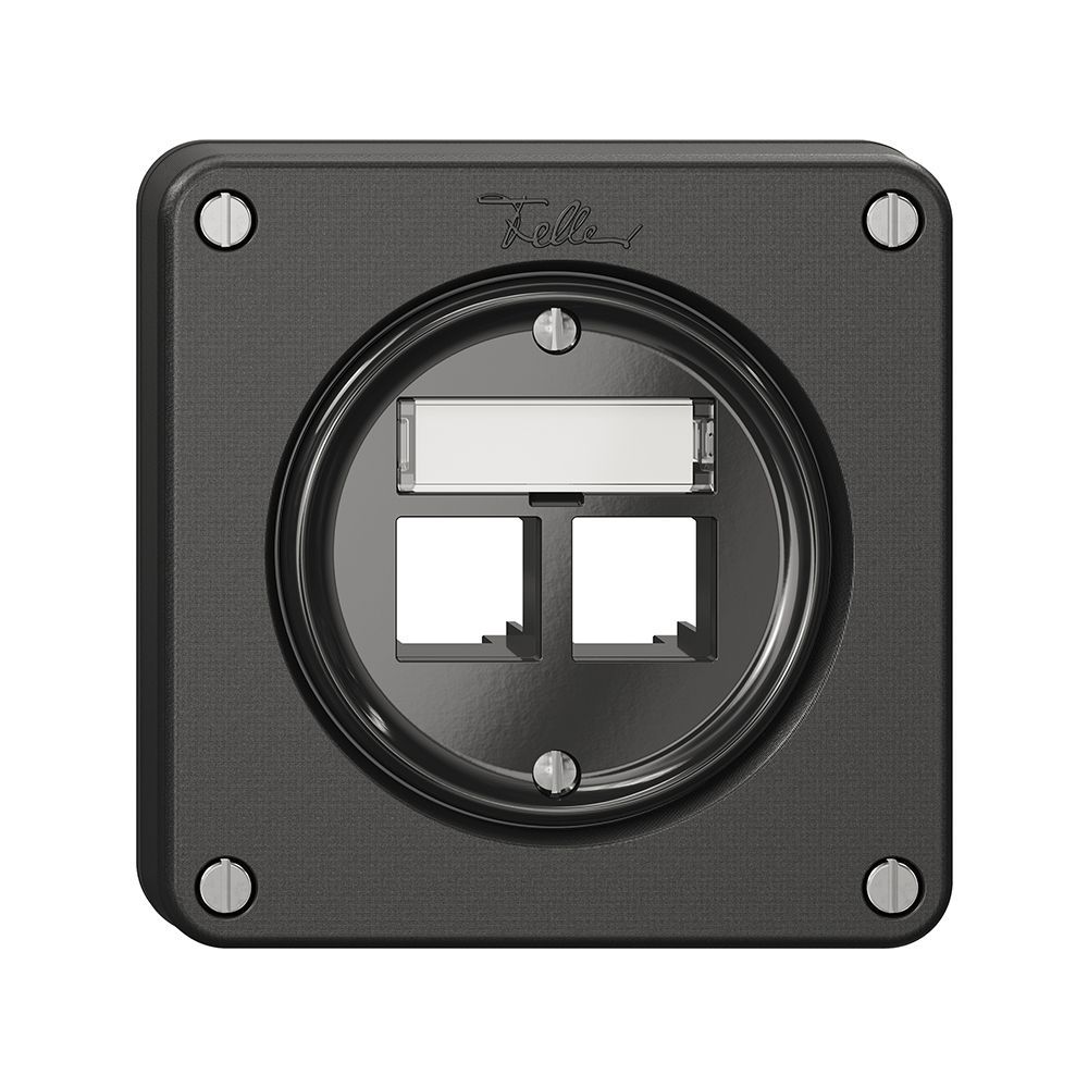 Kit di montaggio Feller S-One EASYNET, per 2×RJ45, profondità 28 mm, nero