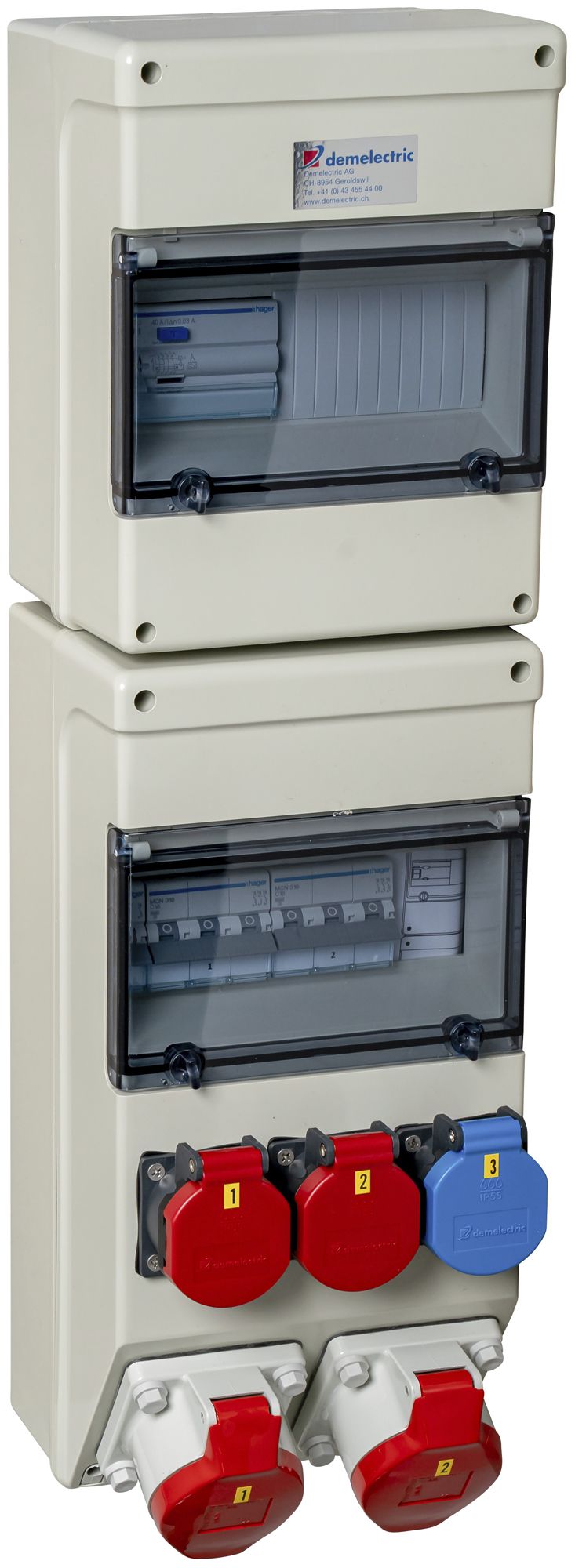 Stromverteiler DEM DB35055 40A 3×LS 1×FI 1×T23 2×T25 2×16A