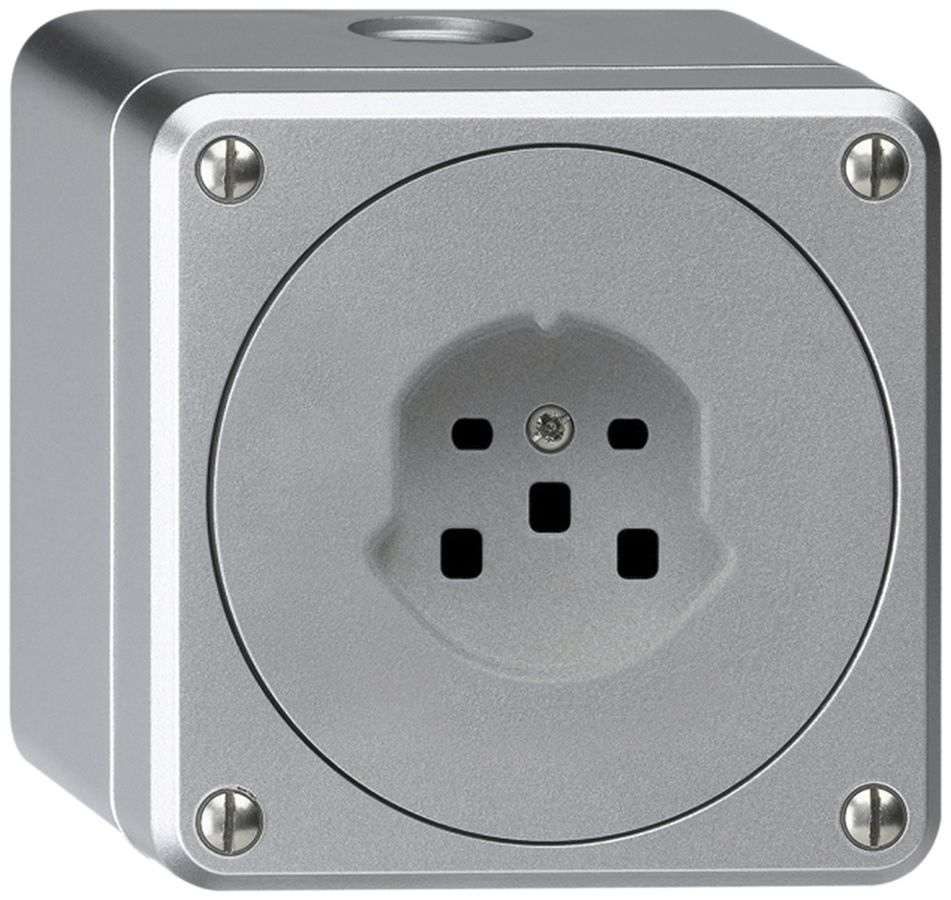 AP-Steckdose HA robusto Typ 25 mit Steckklemmen aluminium