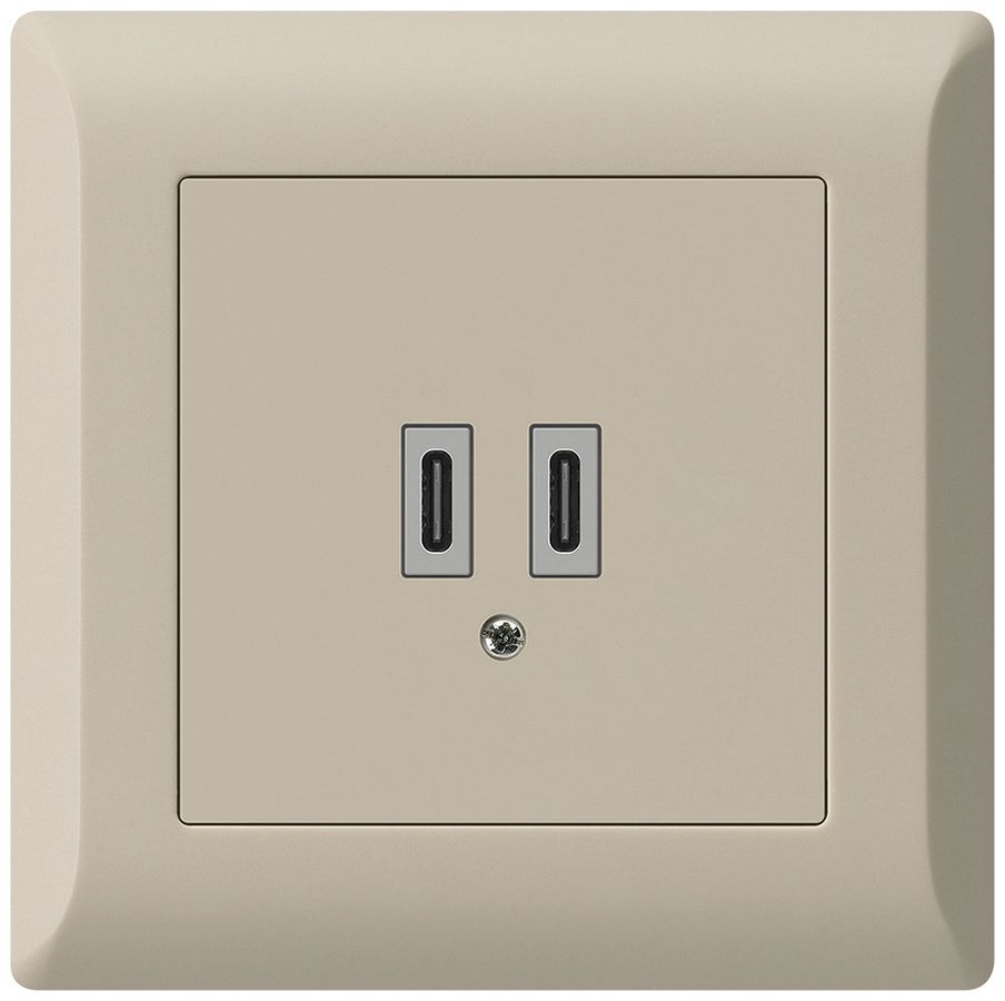 Prise de charge USB ENC Hager kallysto.line C-C 20W 5V 92×92mm beige
