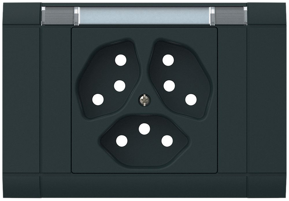 EB-Frontset kallysto, für EB-Steckdose 3×Typ 13, mit Bezeichnungsträger, schwarz