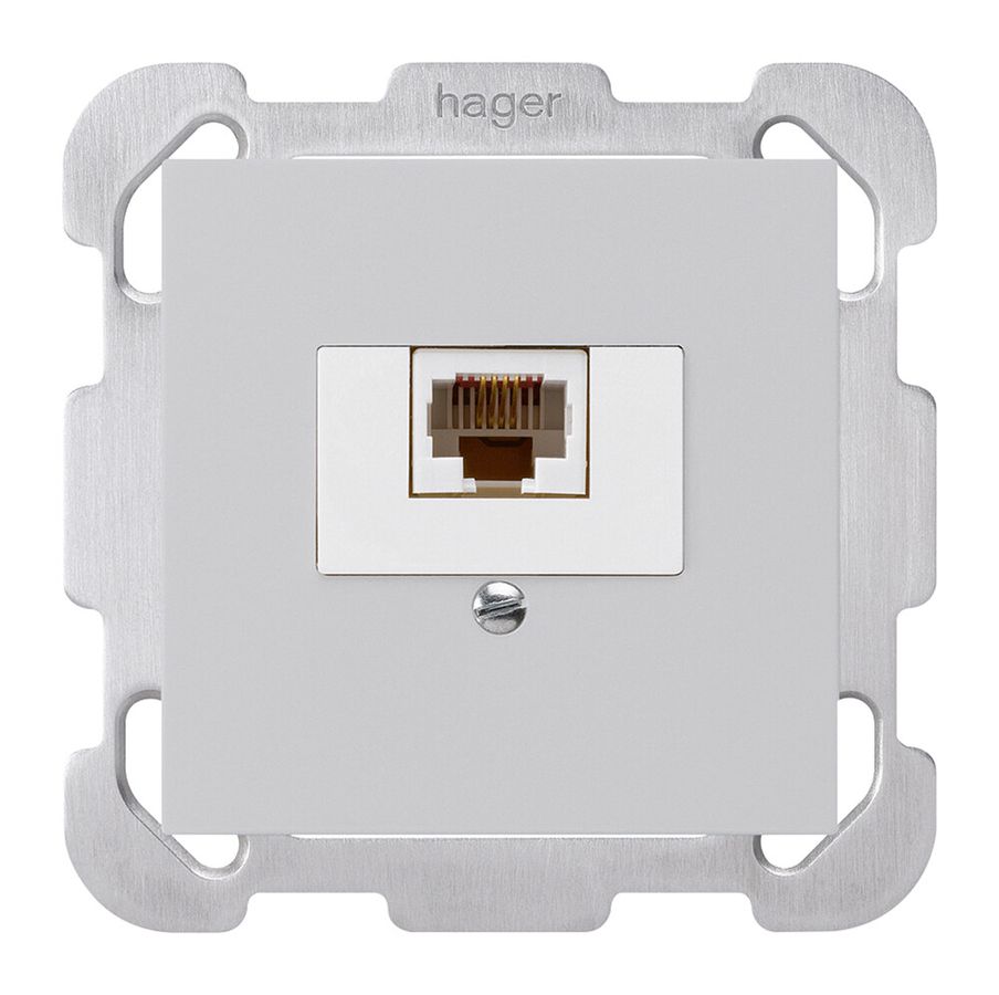 Einsatz zu Anschlussdose kallysto 1×RJ45u hellgrau mit Befestigungsplatte