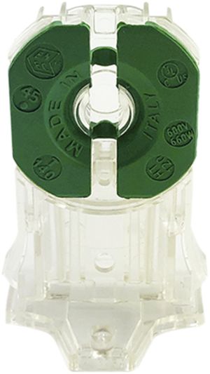 Portalampada G13 per 14…65W, con mors. innest. 13.3×25.5mm, trasparente