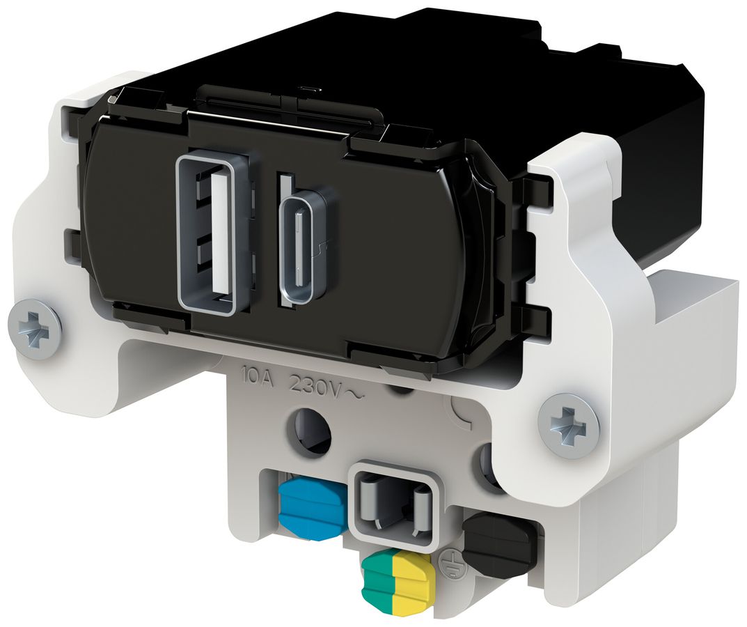 Presa di carica USB ABB 1×USB-A 1×USB-C + T13 3000mA OUT:5V