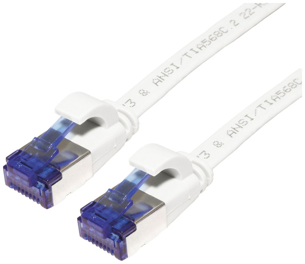 Patchkabel RJ45 VALUE Kat.6A U/FTP AWG32 PVC flach weiss 3m