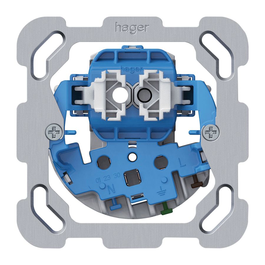 UP-Kombination Hager 2×Tasten beleuchtet 2CO+T13 1P 0<1 10A 230V 77×77mm