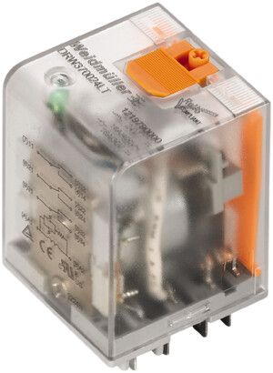 Relè Weidmüller DRH 24VDC, LED verde, 1R+1S con tasto di prova, 250VAC, 16A
