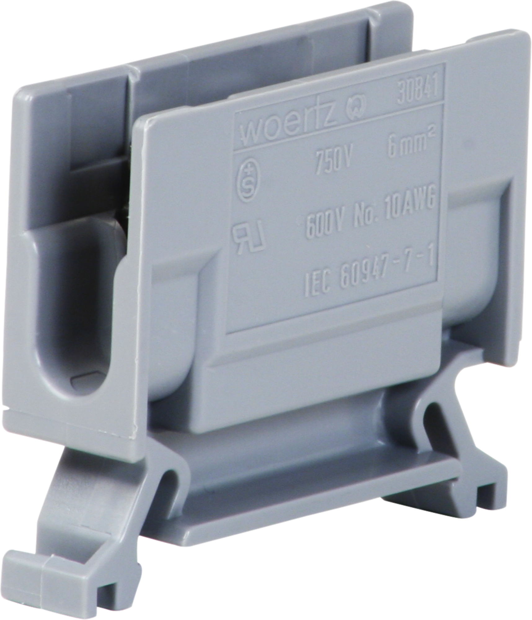 Abzweigklemme Woertz 2.5…6mm² 41A 750V Schraubanschluss 2×1 TH35 grau