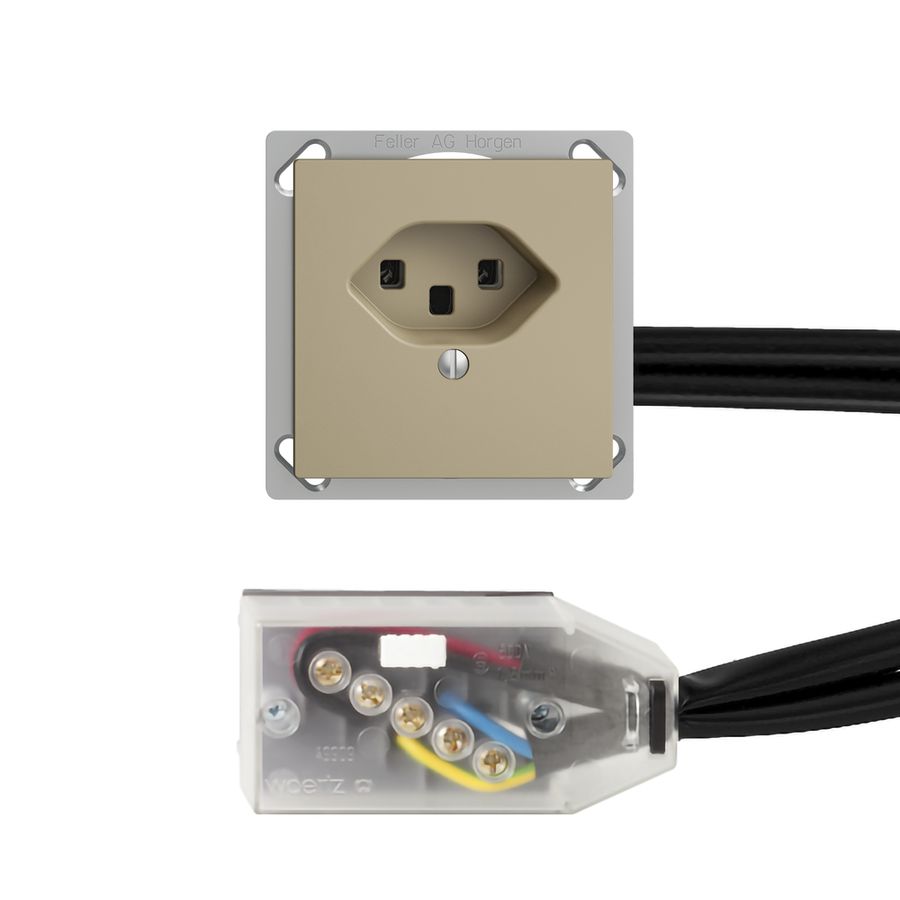 Prise INC EDIZIOdue T23 L2 sand pour câble plat Technofil