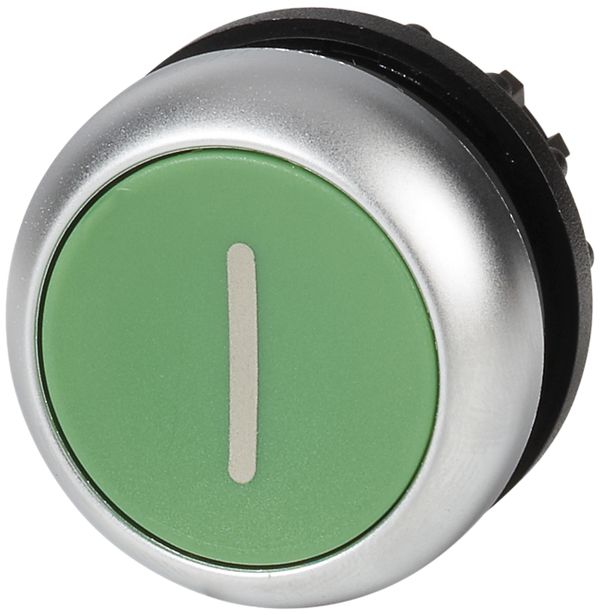 Drucktaste ETN RMQ flach I grün, tastend, Ring verchromt