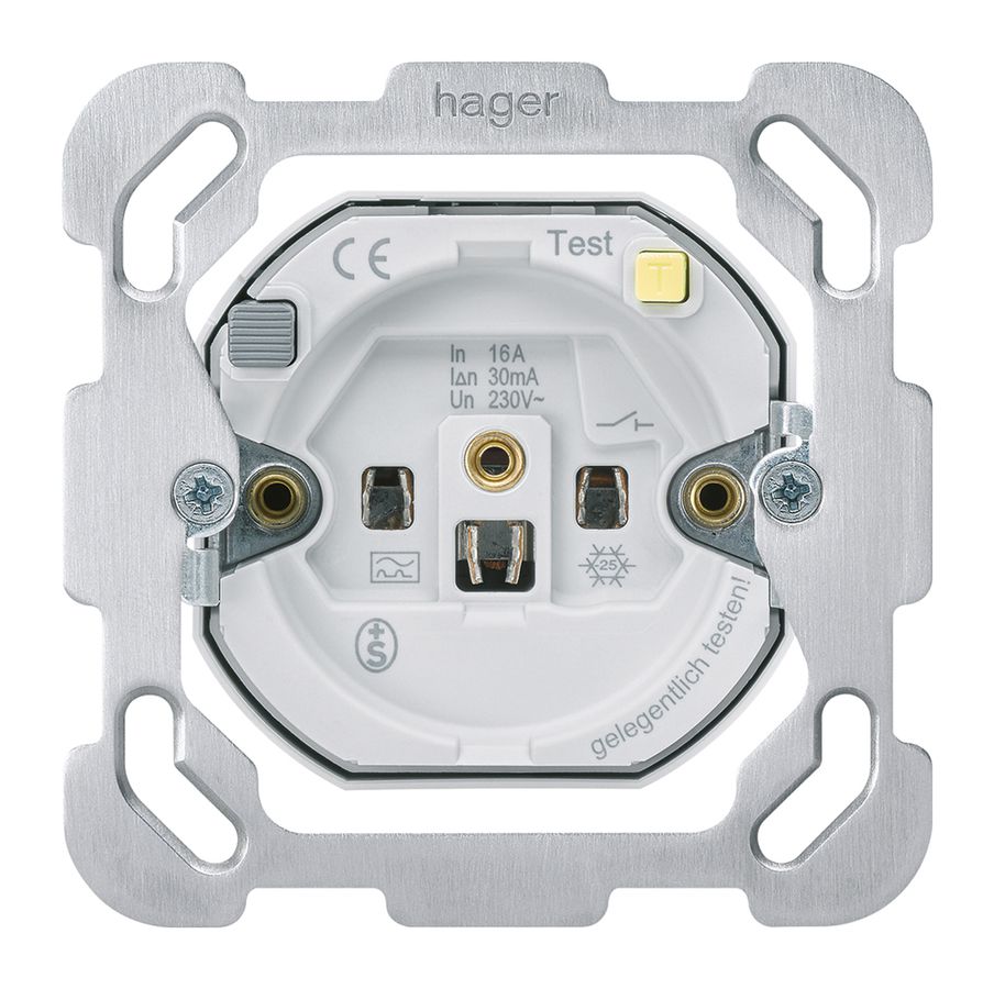 Intérieur pour prise Hager F 16A FI 30mA avec plaque de fixation