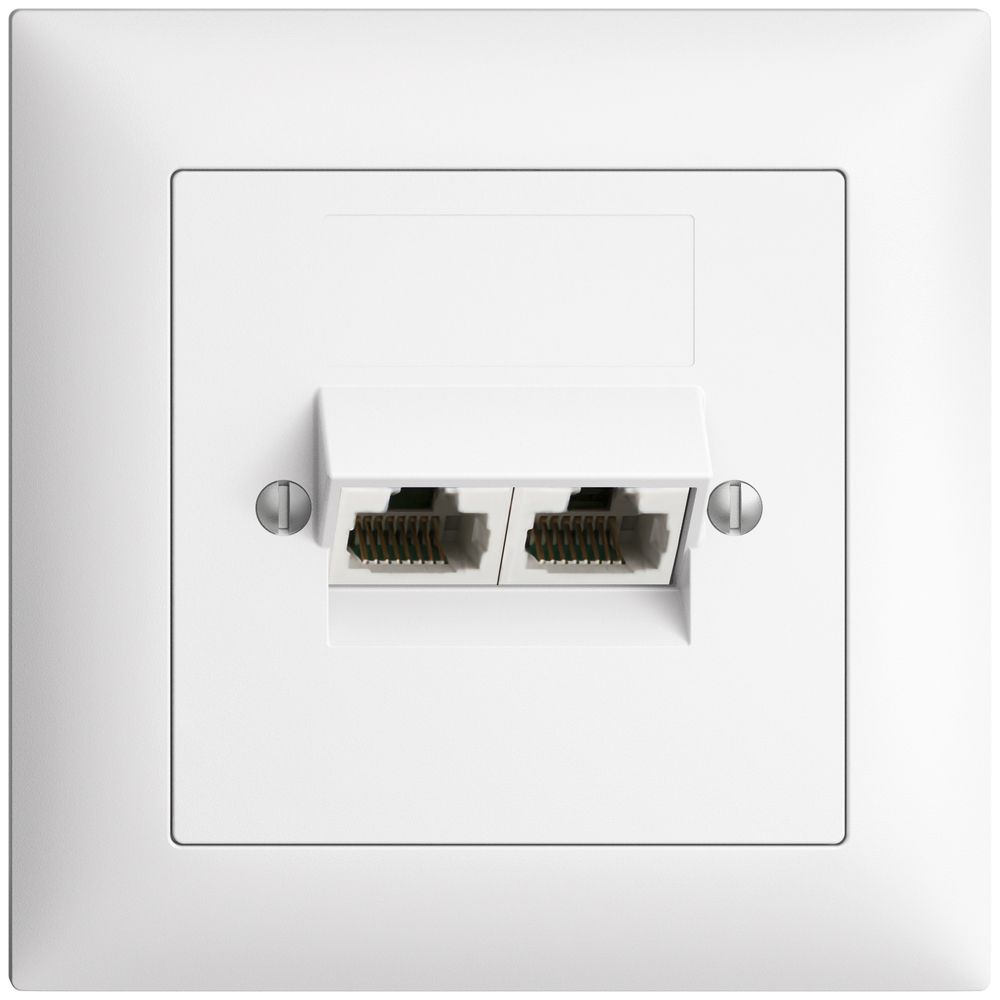 UP-Anschlussdose 2×RJ45/u 4P getr. EDIZIOdue weiss ITplus