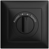Kit frontal EDIZIOdue Acceso->I<-Spento noir 88×88mm pour contact pivotant
