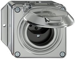 Prise AP ELEMENT SNAPFIX® 1×type 13 10A 250V avec clapet IP55 alu