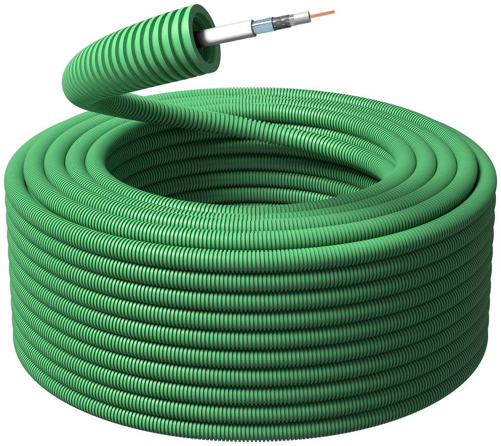 Tube d'installation précâblé KRFWG PM M20 vert avec câble coaxial DG113
