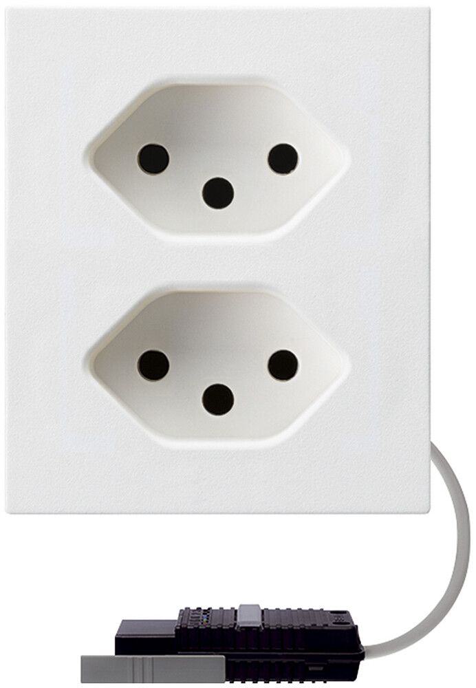 FLF-Steckdose Hager 2×Typ 13 mit Rundkabel-Dose L2 D weiss