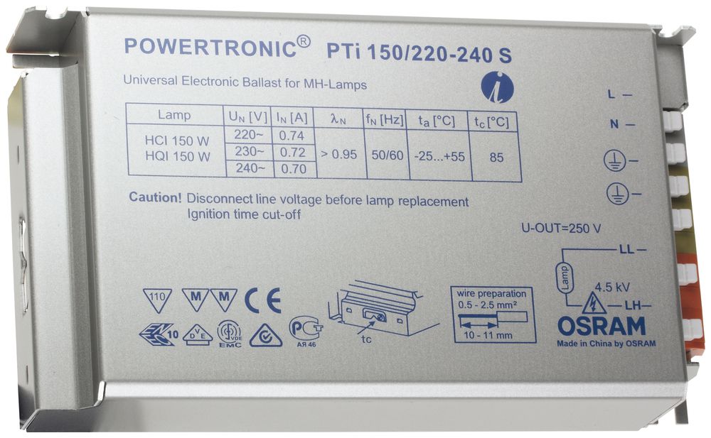 Vorschaltgerät Powertronic 1×150/220…240V S