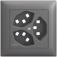 UP-Montageset Feller EDIZIOdue, für Steckdose 3×T23 1×getrennt, dunkelgrau