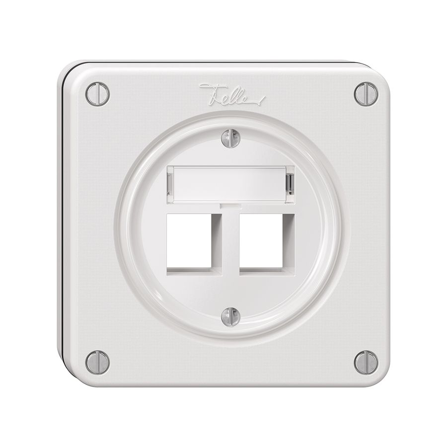 Kit de montage NUPU Feller Keystone, pour sortie droite, double, blanc