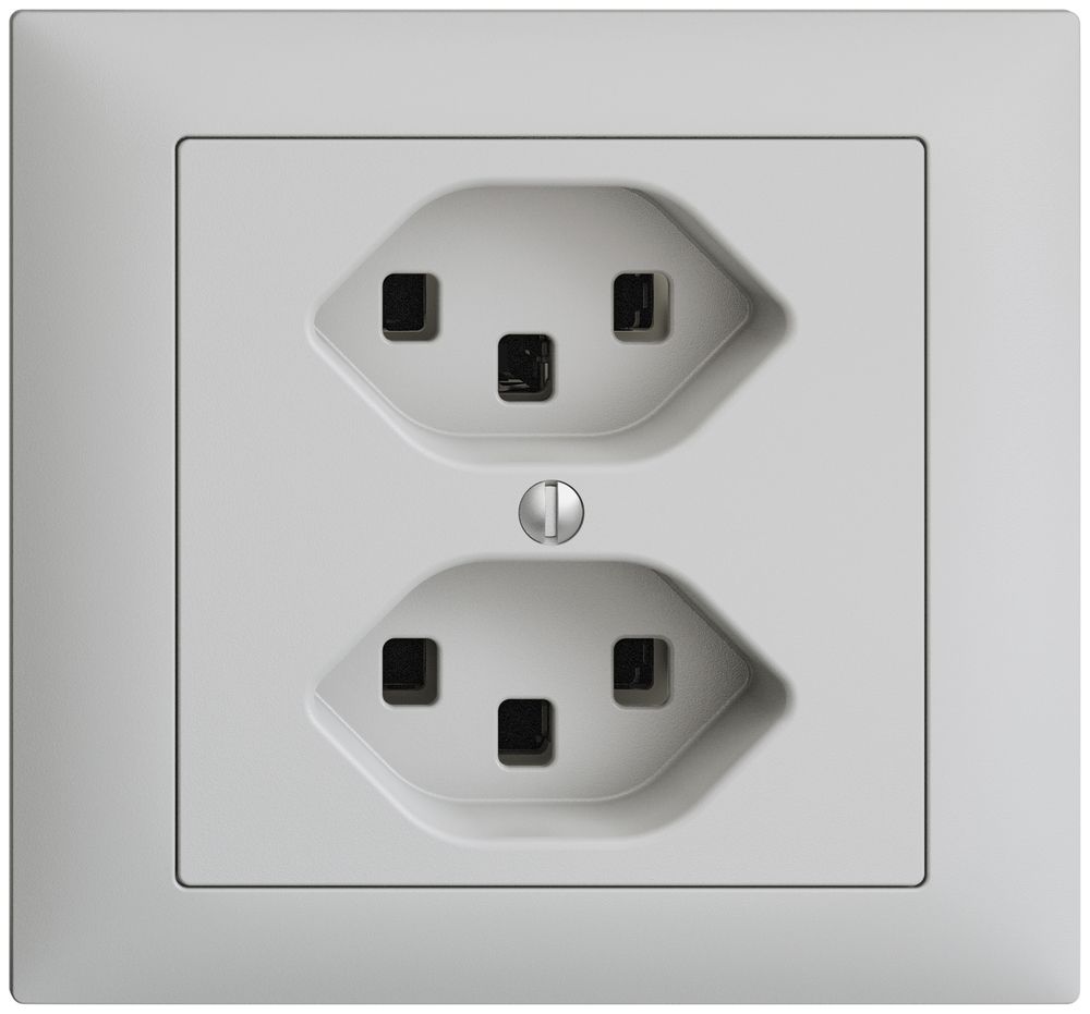 EB-Steckdose 2×T23 16A EDIZIOdue hellgrau, mit Steckklemmen