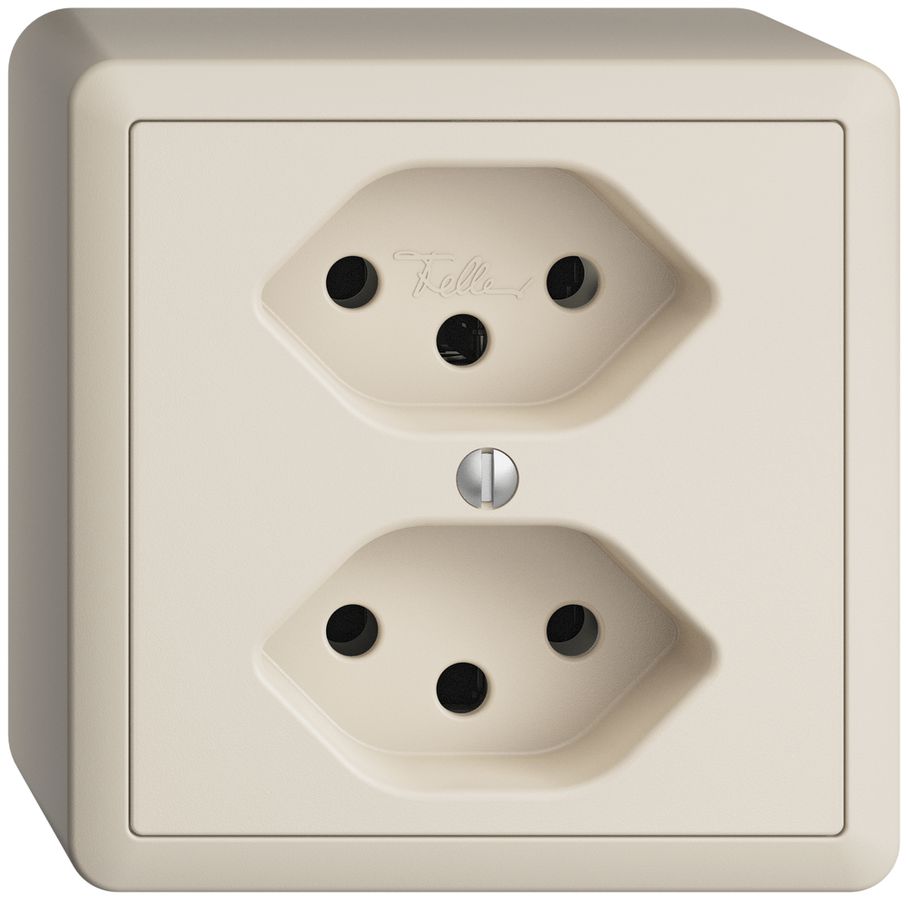 AP-Steckdose EDIZIOdue 2×T13 crema mit Shutter