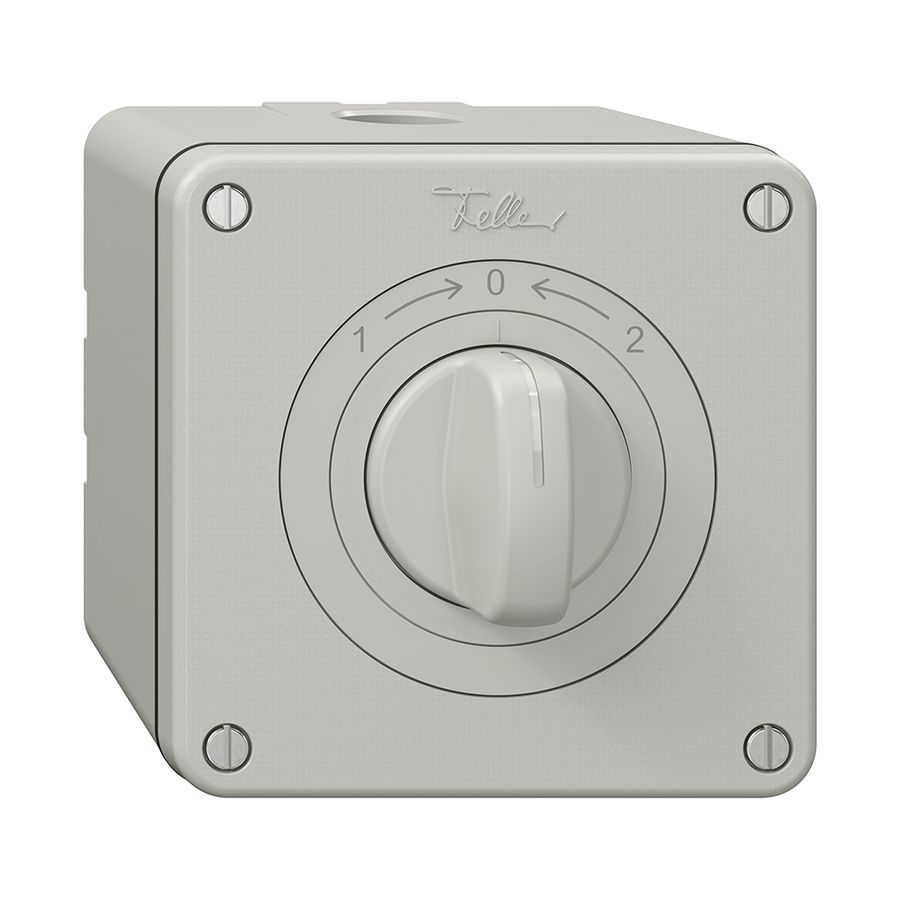 NAP-Schwenktaster NEVO, mit Drehgriff, KS, 1->0<-2, lichtgrau