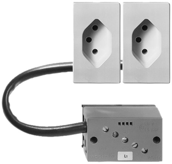 EB-Steckdose T13 L1 schwarz für Flachkabel Technofil.2 Dosen