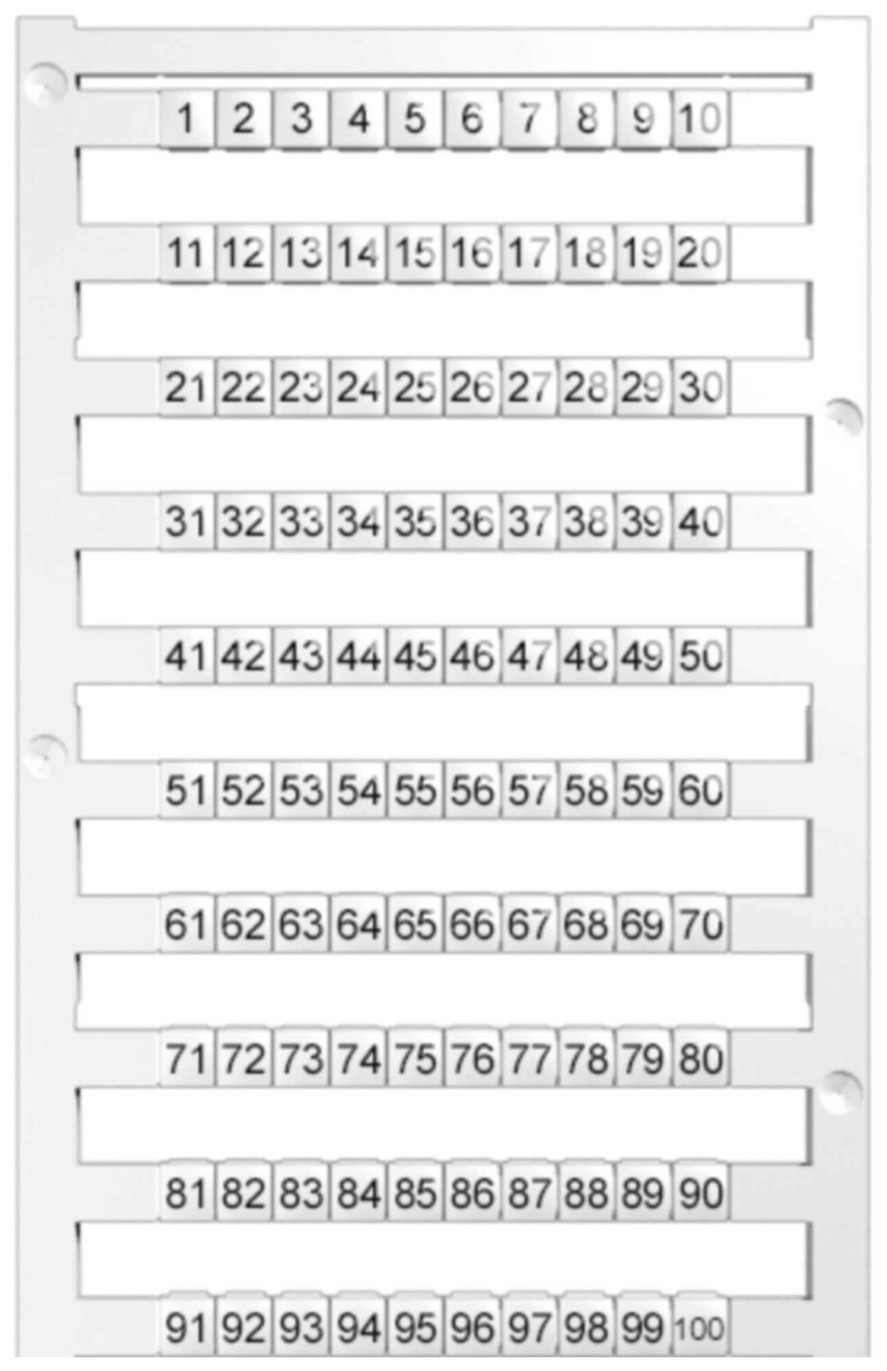 Striscia di marcatura cifre orizzontale 5mm bianco numero da 1…100