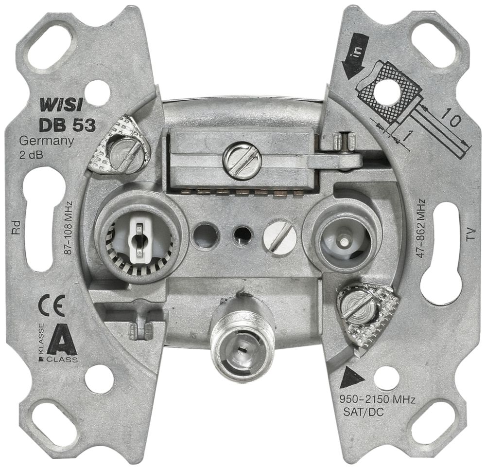 Stichdose SAT,3-Loch WISI DB53 DC-Bypass/F-Anschluss 47…2400MHz