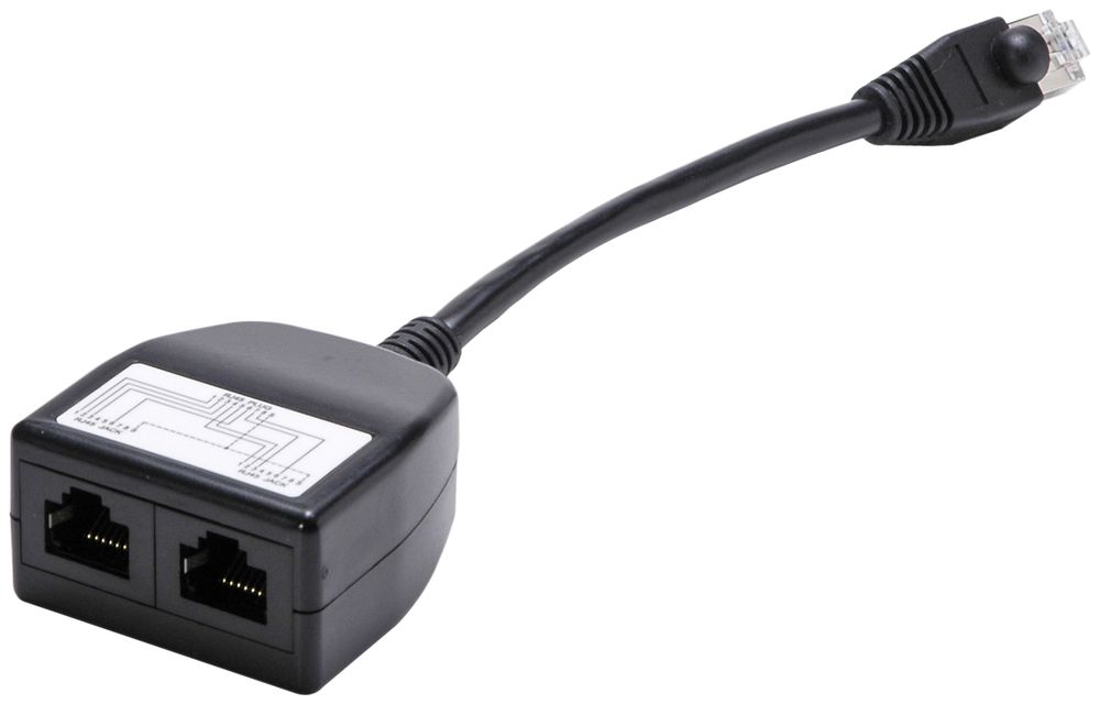 Y-Adapter RJ45m/2×RJ45f STP, schwarz