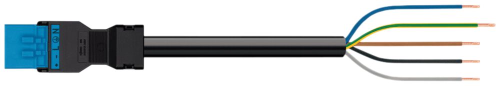 Câble de raccordement MINI 5×1.5mm² 16A 400V 5m cod.I fiche-libre bleu Cca