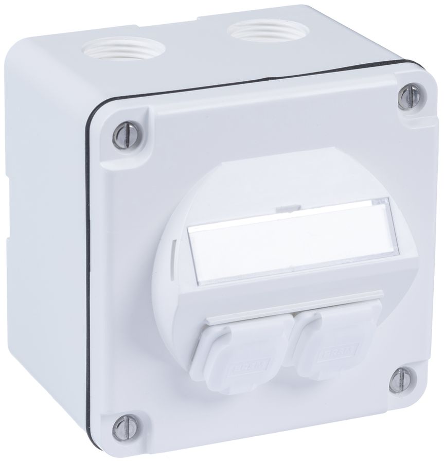 AP-Anschlussdose R&M SplashLine, für 2×Kat.6A, IP54, weiss