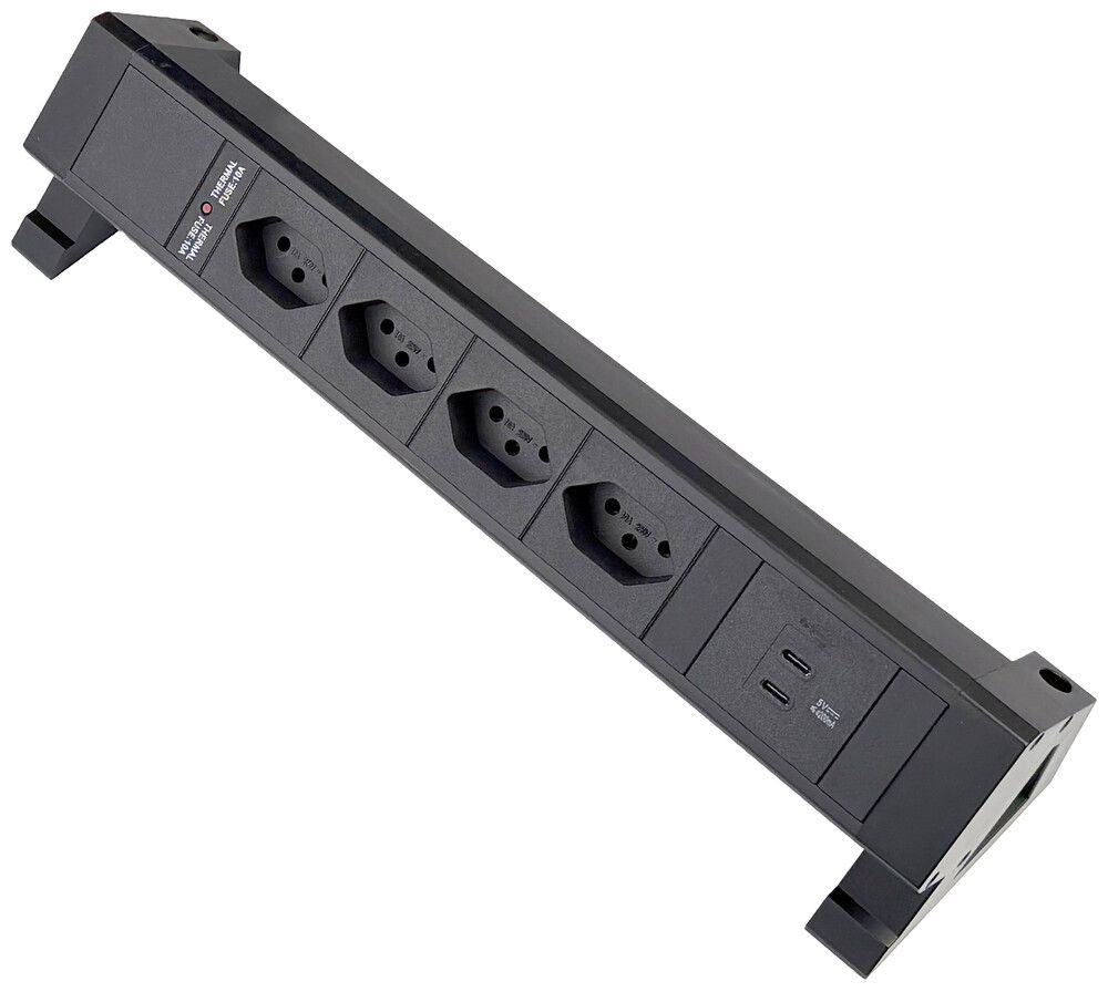 Tischsteckdosenleiste Desk-Mountain 4×T13/2×USB-C 3m T12 F=10A