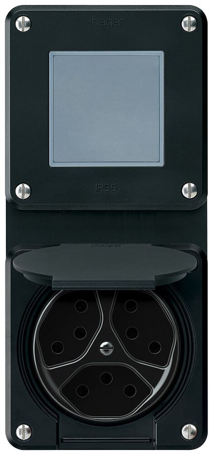 UP-Kombination robusto Wechselschalter Steckdose 3×T13 86×146mm schwarz
