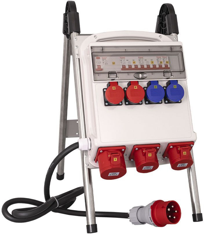 Ekström Stromverteiler mit Ständer 2×T13, 2×T25, 1×CEE32A, 2×CEE16A
