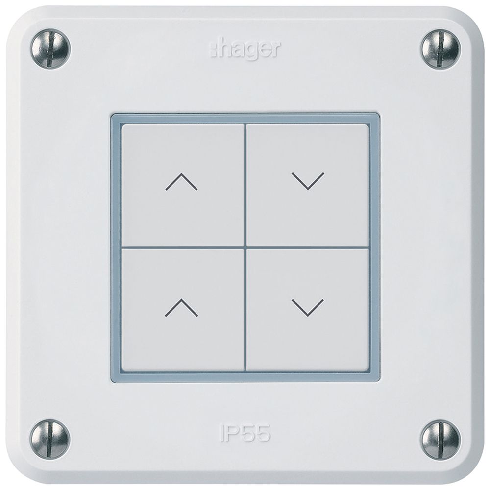 KNX-Storentaster Hager BA robusto A 4-fach 86×86mm weiss