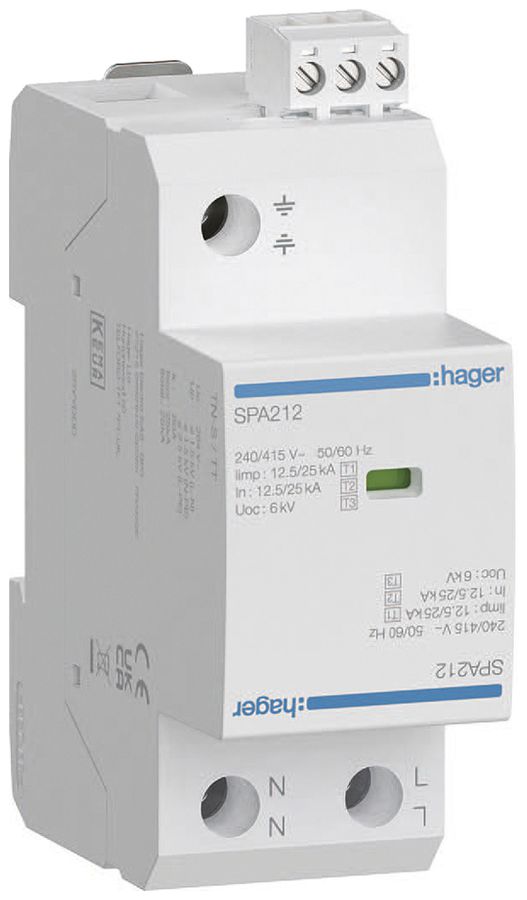 Déflecteur combiné Hager SPA212 2P 12.5kA 2 UM