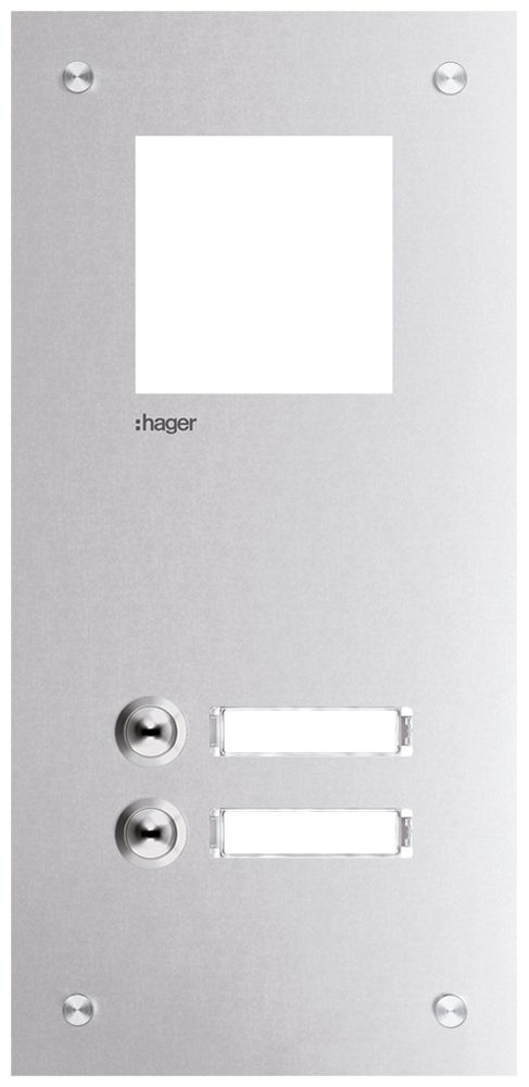 Piastra frontale Hager intercom mono 2× 150×315×32mm acciaio affinato