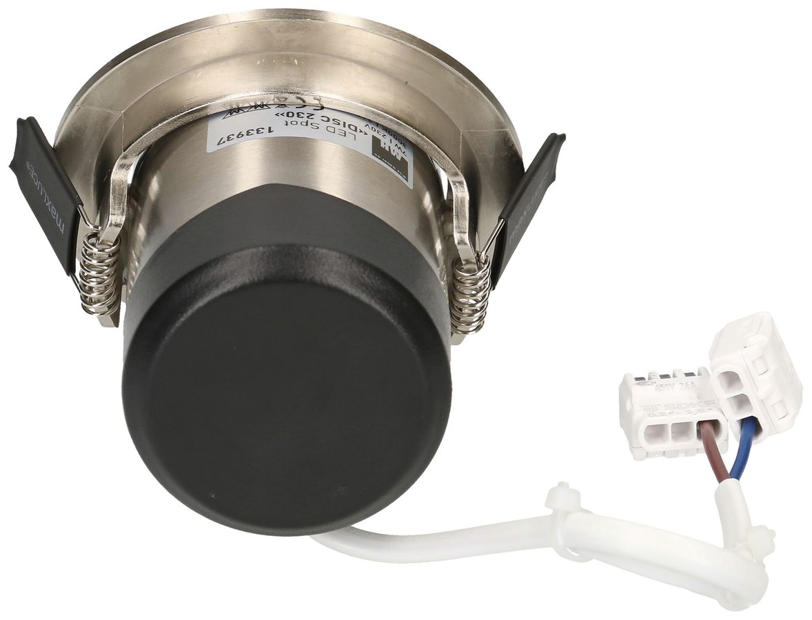 EB-LED-Spot maxLUCE DISC 230 7W 650lm 3000K IP44 MB DIM Ø68…72mm Nickel 36°