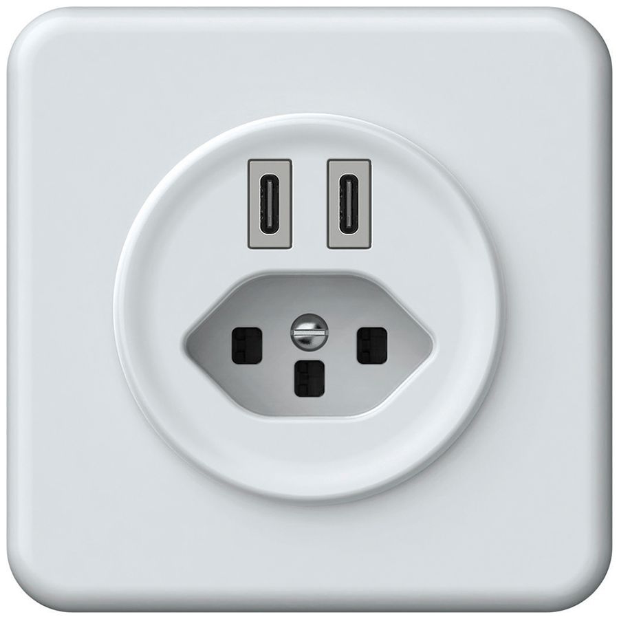 Prise de charge USB ENC origin 2×USB-C 3000mA 5V avec type 23 blanc