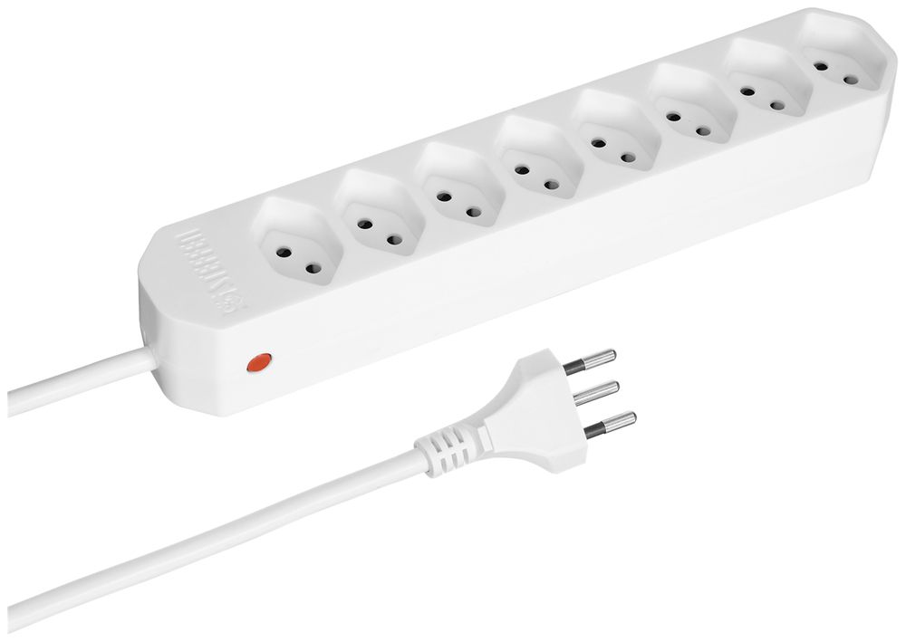 Steckdosenleiste COMPACT 1.5m 8×T13 Reset-Knopf, weiss