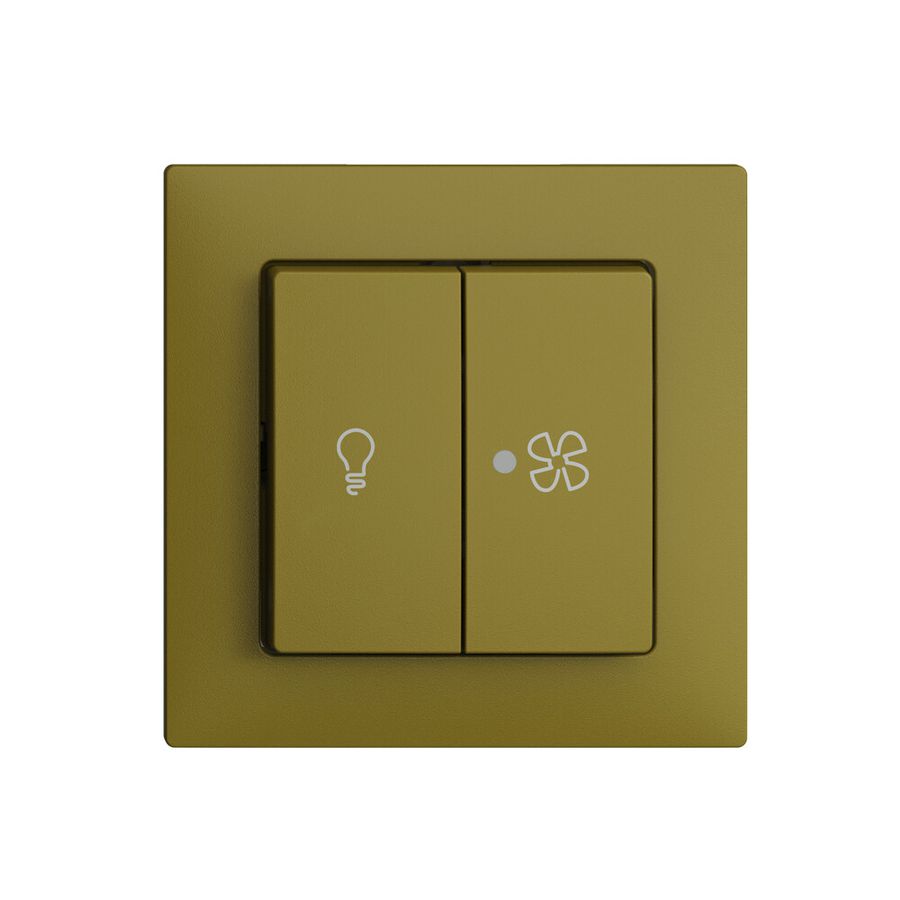 Frontset EDIZIOdue olive 60×60mm Druckknopf 2-fach