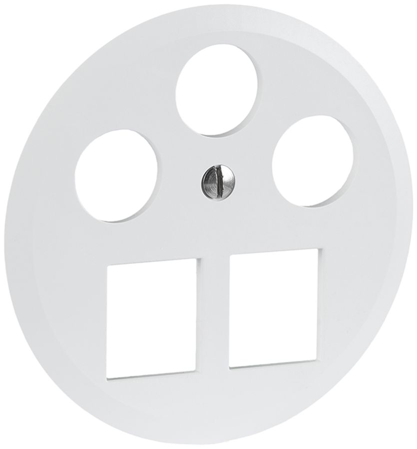 Disque frontal R&M MM SAT 2×RJ45 3×coaxial Ø58mm blanc