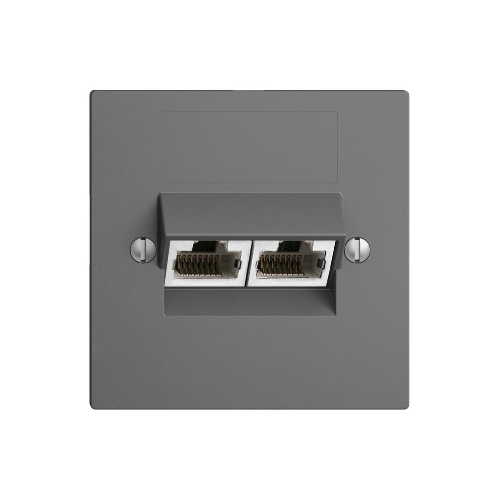 Einsatz zu UP-Anschlussdose 2×RJ45/s 4P getr. EDIZIOdue dunkelgrau ITplus