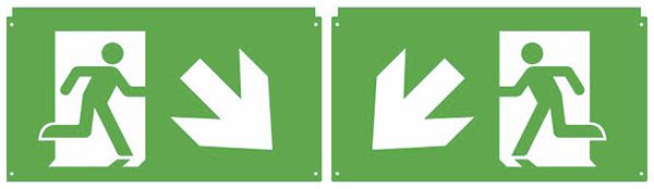 Piktogramm-Set DOTLUX EXITflip Pfeil diagonal links/rechts unten 2Stk