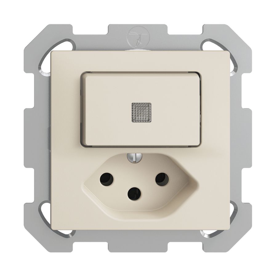 UP-Leuchtkombination 6/1L+T13 crema, LS EDIZIOdue mit Linse, LED gelb