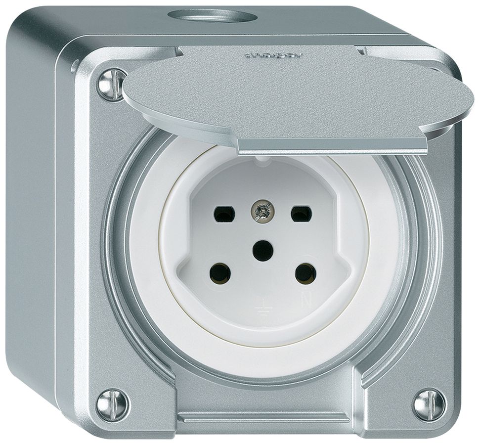 AP-Steckdose robusto Typ 15 aluminium