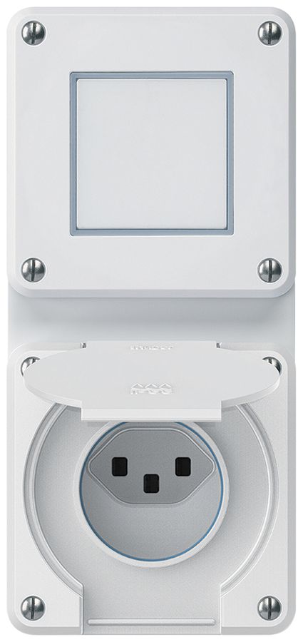 Combinaison ENC robusto 2×1, interrupteur schéma 3/prise T23 IP55 blanc