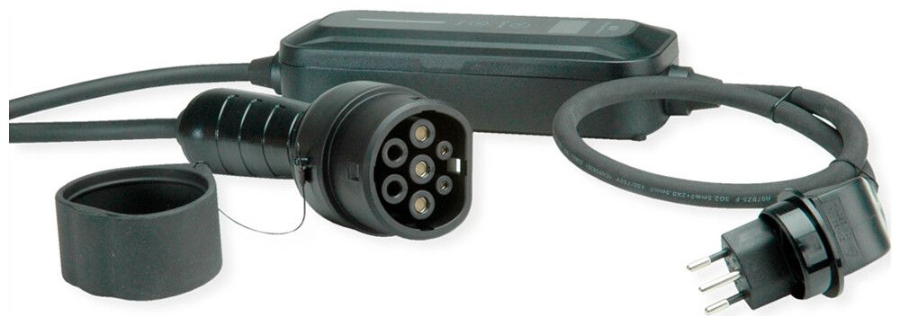 Câble de charge ROLINE Mode 2 T2/T12 2.3kW 10A/250V 1L ICCB noir 5m